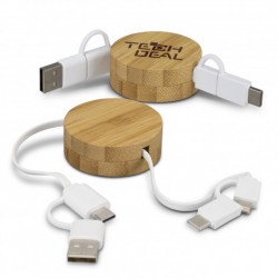 branded Bamboo Retractable Charging Cable, from our range of promotional USB Hubs & Cables