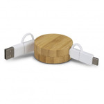 branded Bamboo Retractable Charging Cable, from our range of promotional USB Hubs &amp; Cables