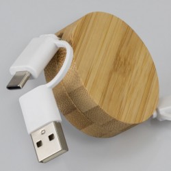 branded Bamboo Retractable Charging Cable, from our range of promotional USB Hubs & Cables