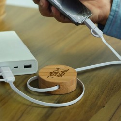 branded Bamboo Retractable Charging Cable, from our range of promotional USB Hubs & Cables