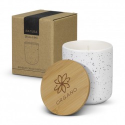 branded NATURA Candle with Bamboo Lid, from our range of promotional Candles