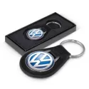 branded Round Baron Leather Key Ring, from our range of promotional Metal Keyrings