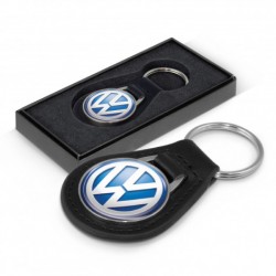 branded Round Baron Leather Key Ring, from our range of promotional Metal Keyrings