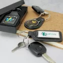 branded Round Baron Leather Key Ring, from our range of promotional Metal Keyrings