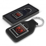 branded Square Baron Leather Key Ring, from our range of promotional Metal Keyrings