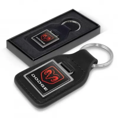 branded Square Baron Leather Key Ring, from our range of promotional Metal Keyrings