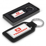 branded Rectangle Baron Leather Key Ring, from our range of promotional Metal Keyrings