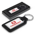 branded Rectangle Baron Leather Key Ring, from our range of promotional Metal Keyrings