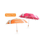 branded Custom Made RPET Lightweight Umbrella with Wooden Handle, from our range of promotional Custom Made Umbrellas