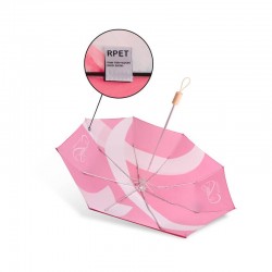 branded Custom Made RPET Lightweight Umbrella with Wooden Handle, from our range of promotional Custom Made Umbrellas