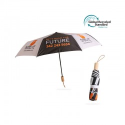 branded Custom Made Triple folding RPET umbrella, from our range of promotional Custom Made Umbrellas