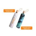 branded Triple folding RPET umbrella - auto open and close, from our range of promotional Custom Made Umbrellas