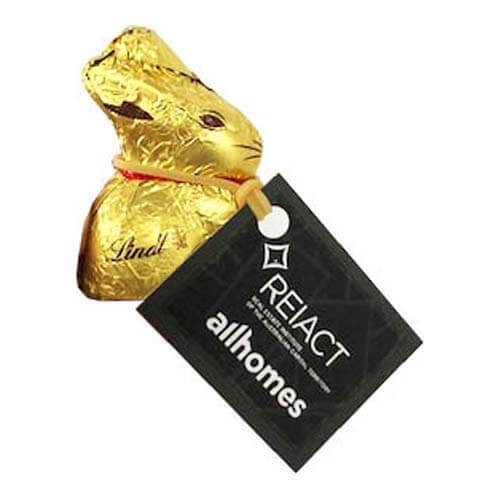 branded 10g Gold Lindt Bunny with Tag, from our range of promotional Branded Chocolates
