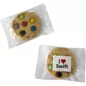 branded 55g Chocolate Button Cookie Packed in Cello Bags, from our range of promotional Biscuits &amp; Cookies