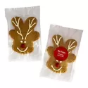 branded 50g Gingerbread Reindeer Cookie Packed in Cello Bags, from our range of promotional Biscuits &amp; Cookies