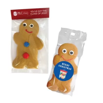 branded 50g Gingerbread Man Cookie Packed in Cello Bags, from our range of promotional Biscuits & Cookies