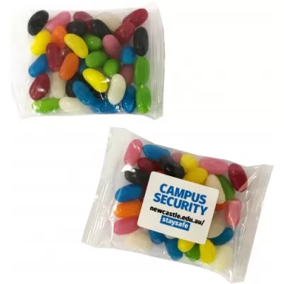 branded 100g Aussie Jelly Beans Bulk Pack Packed in Cello Bags, from our range of promotional Promotional Jelly Beans