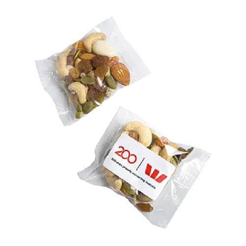 branded 25g Trail Yoghurt Nut Mix Bulk Pack Packed in Cello Bags, from our range of promotional Branded Snacks