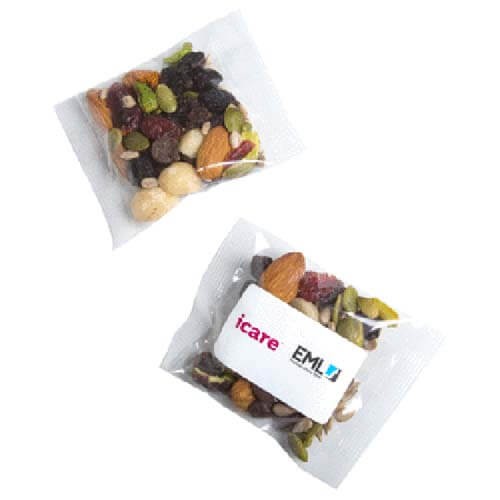 branded 25g Premium Trail Mix Bulk Pack Packed in Cello Bags, from our range of promotional Branded Snacks