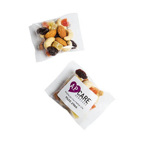 branded 20g Fruit & Nut Mix Bulk Pack Packed in Cello Bags, from our range of promotional Branded Snacks