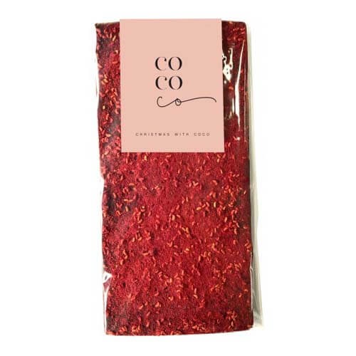 branded 100g Premium White Chocolate Freeze Dried Raspberries Bar Packed in Cello Bags, from our range of promotional Chocola...