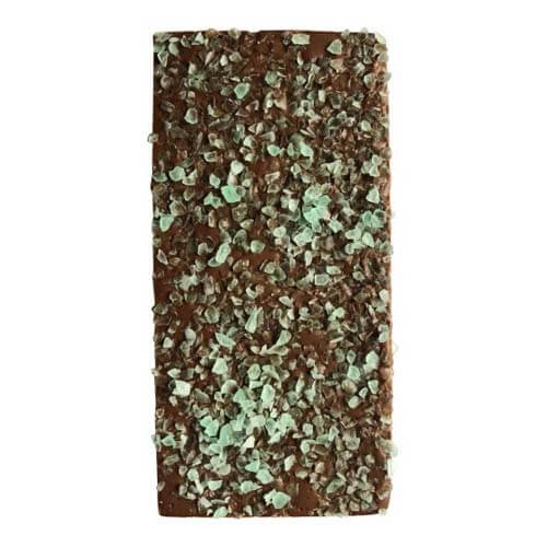 branded 100g Premium Milk Chocolate Peppermint Crystal Bar Packed in Cello Bags, from our range of promotional Chocolate Bars...