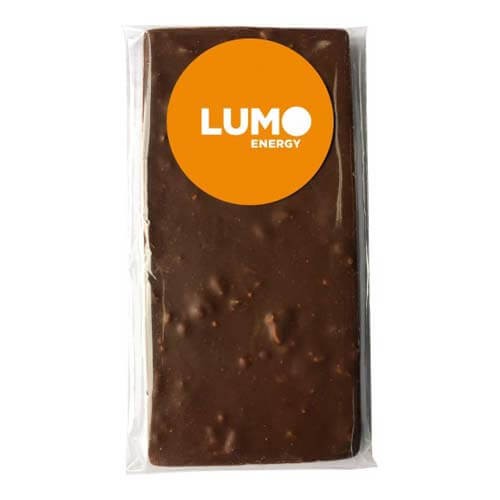 branded 100g Premium Milk Chocolate Honeycomb Bar Packed in Cello Bags, from our range of promotional Chocolate Bars &amp; Boxes