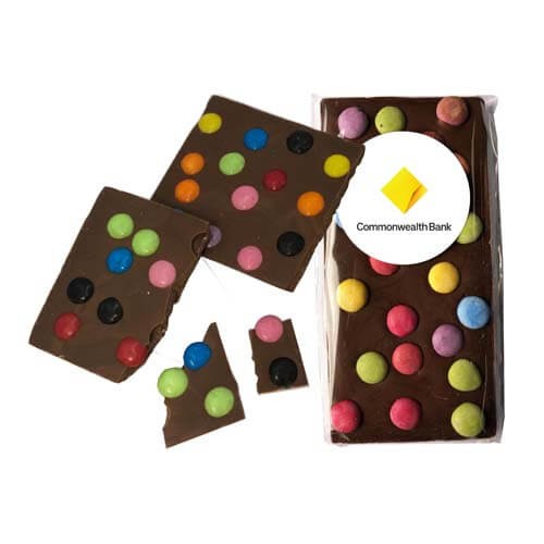 branded 100g Premium Milk Chocolate Spotty Bar Packed in Cello Bags, from our range of promotional Chocolate Bars &amp; Boxes
