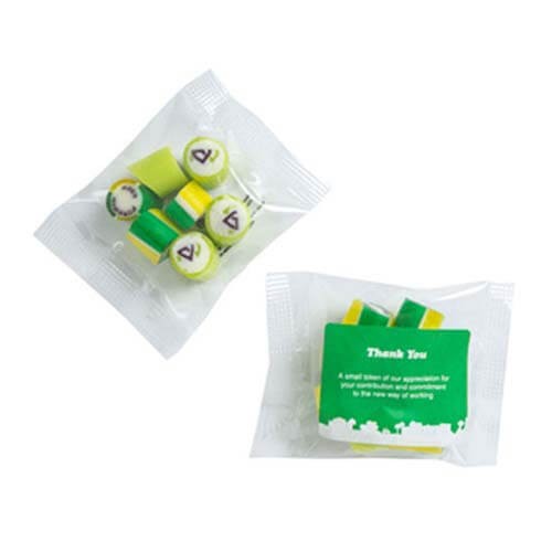 branded 20g Personalised Rock Candy Bulk Pack Packed in Cello Bags, from our range of promotional Humbugs & Rock Candy