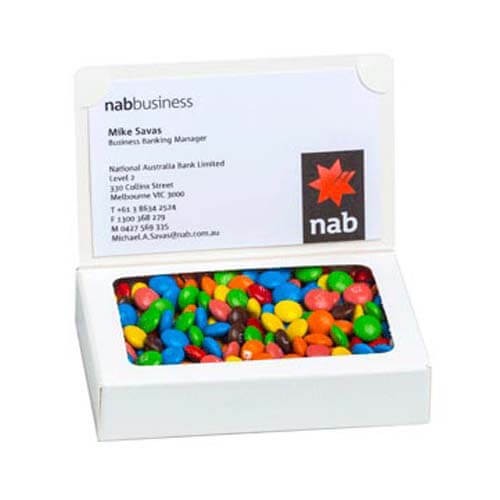 branded 50g M&Ms Packed in Bizcard Box, from our range of promotional M&M's