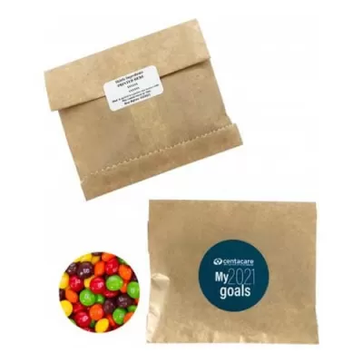 branded 50g Skittles Packed in Kraft Paper Bag, from our range of promotional Lollies & Sweets