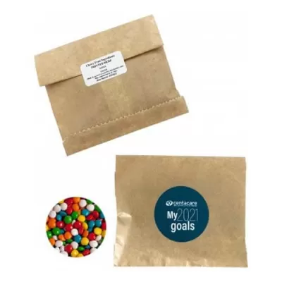 branded 50g Chewy Fruits Packed in Kraft Paper Bag, from our range of promotional Lollies & Sweets