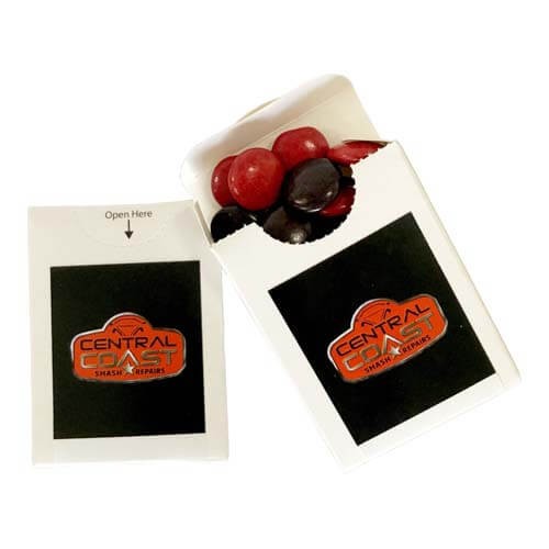 branded 25g Chocolate Beans Packed in Flip Lid Cardboard Box, from our range of promotional Branded Chocolates