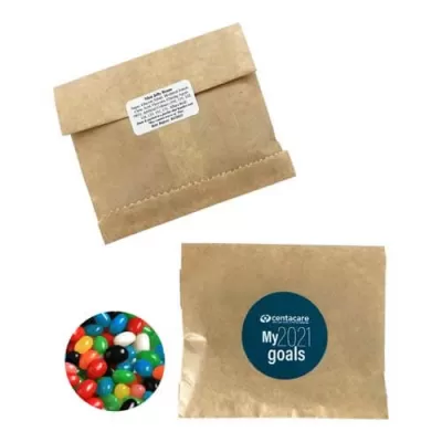 branded 50g Jelly Beans Packed in Kraft Paper Bag, from our range of promotional Promotional Jelly Beans