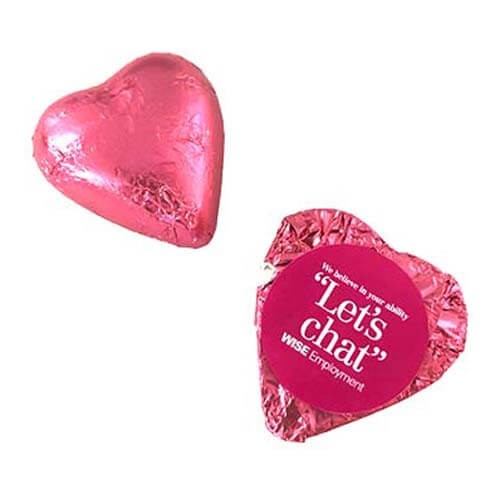 branded 7g Chocolate Heart Wrapped Packed in Foil - Australian made, from our range of promotional Branded Chocolates