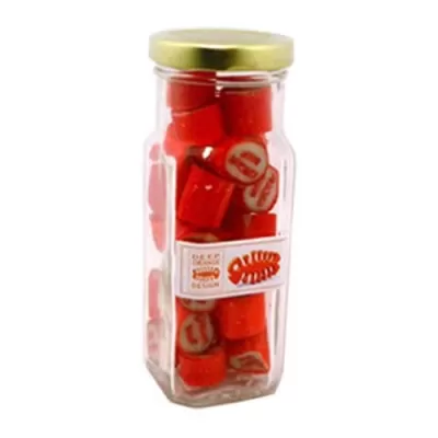branded 150g Personalised Rock Candy Packed in Tall Glass Jars, from our range of promotional Lollies & Sweets