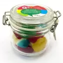 branded 120g Christmas Mixed Lollies Packed in Glass Clip Lock Jars, from our range of promotional Lollies &amp; Sweets