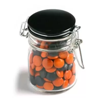 branded 160g Chocolate Beans Packed in Glass Clip Lock Jars, from our range of promotional Branded Chocolates