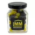 branded 100g Jelly Beans Packed in Small Glass Square Jars, from our range of promotional Promotional Jelly Beans