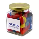 branded 170g Jelly Beans Packed in Glass Square Jars, from our range of promotional Promotional Jelly Beans