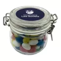 branded 130g Christmas Jelly Beans Packed in Glass Clip Lock Jars, from our range of promotional Promotional Jelly Beans