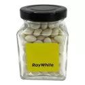 branded 100g Chewy Mints Packed in Small Glass Square Jars, from our range of promotional Branded Mints