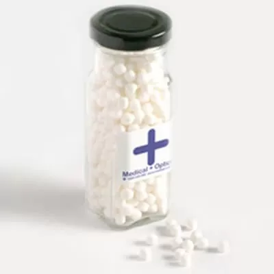 branded 220g Chewy Mints Packed in GlassTall Jars, from our range of promotional Branded Mints