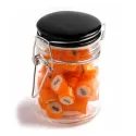 branded 125g Personalised Rock Candy Packed in Glass Clip Lock Jars, from our range of promotional Humbugs &amp; Rock Candy