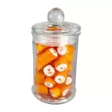 branded 100g Personalised Rock Candy Packed in Small Apothecary Jars, from our range of promotional Humbugs &amp; Rock Candy