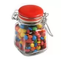 branded 80g M&amp;Ms Packed in Glass Clip Lock Jars, from our range of promotional M&amp;M's
