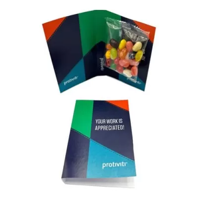 branded 25g Jelly Belly, Jelly Beans Packed in Gift Cards Sleeve, from our range of promotional Promotional Jelly Beans