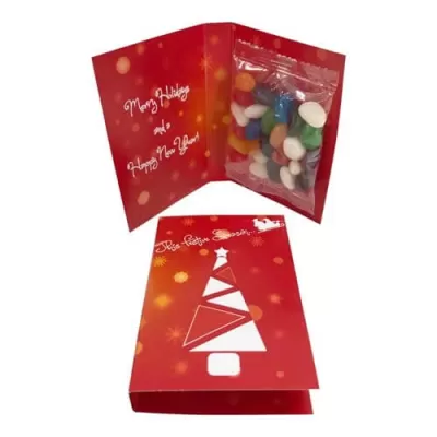 branded 25g Jelly Beans Packed in Gift Cards Sleeve, from our range of promotional Promotional Jelly Beans
