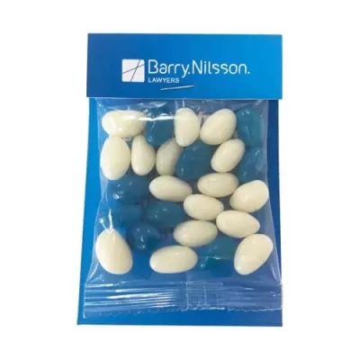 branded 25g Jelly Beans Packed in Headboard Sleeve, from our range of promotional Promotional Jelly Beans