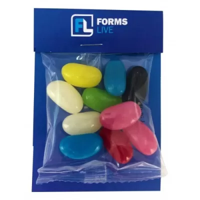 branded 25g Aussie Jelly Beans Packed in Headboard Sleeve, from our range of promotional Promotional Jelly Beans